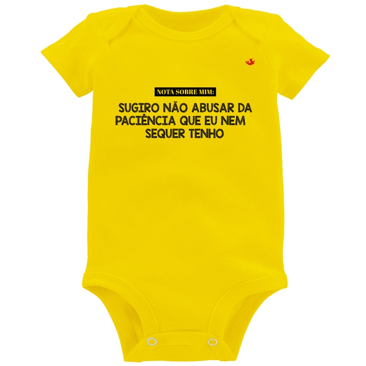 Body Bebê Nota sobre mim - Amarelo