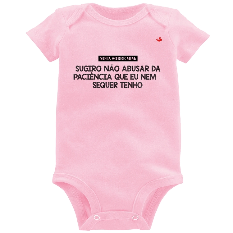 Body Bebê Nota sobre mim - Rosa Bebê