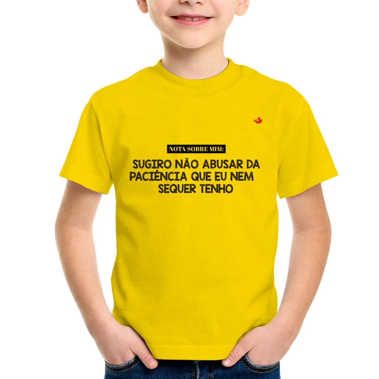 Camiseta Infantil Nota sobre mim - Amarela