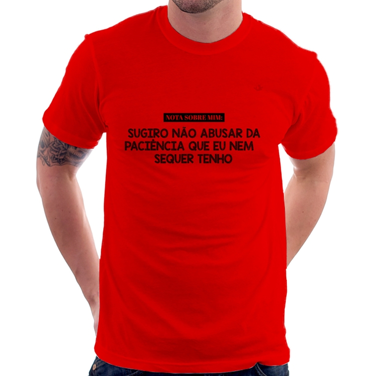 Camiseta Nota sobre mim - Vermelha