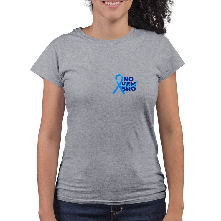 Baby Look Quality Novembro Azul - Cinza Mescla