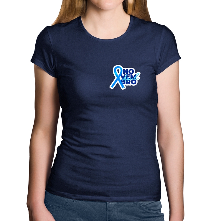 Baby Look Algodão Novembro Azul - Marinho