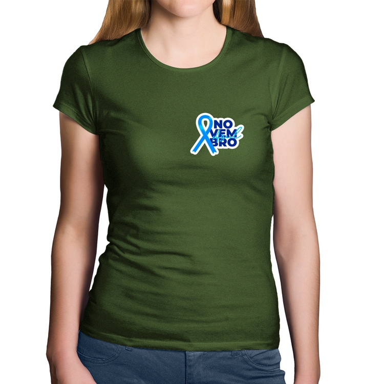 Baby Look Algodão Novembro Azul - Musgo