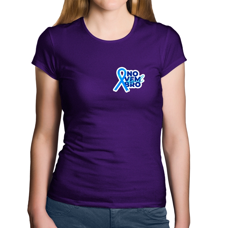 Baby Look Algodão Novembro Azul - Roxa