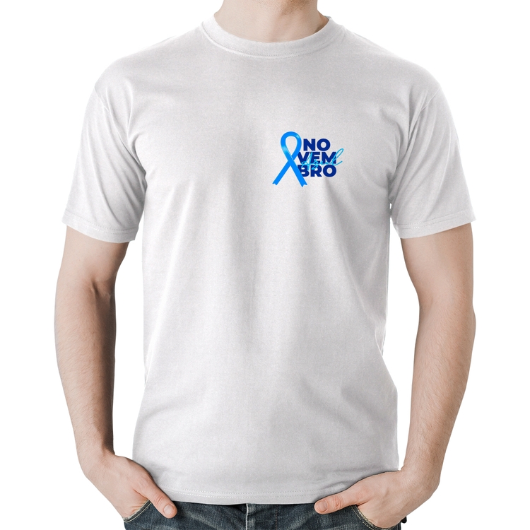 Camiseta Algodão Novembro Azul - Branca
