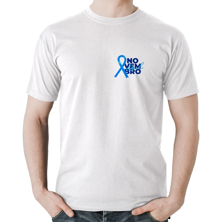 Camiseta Algodão Novembro Azul - Branca