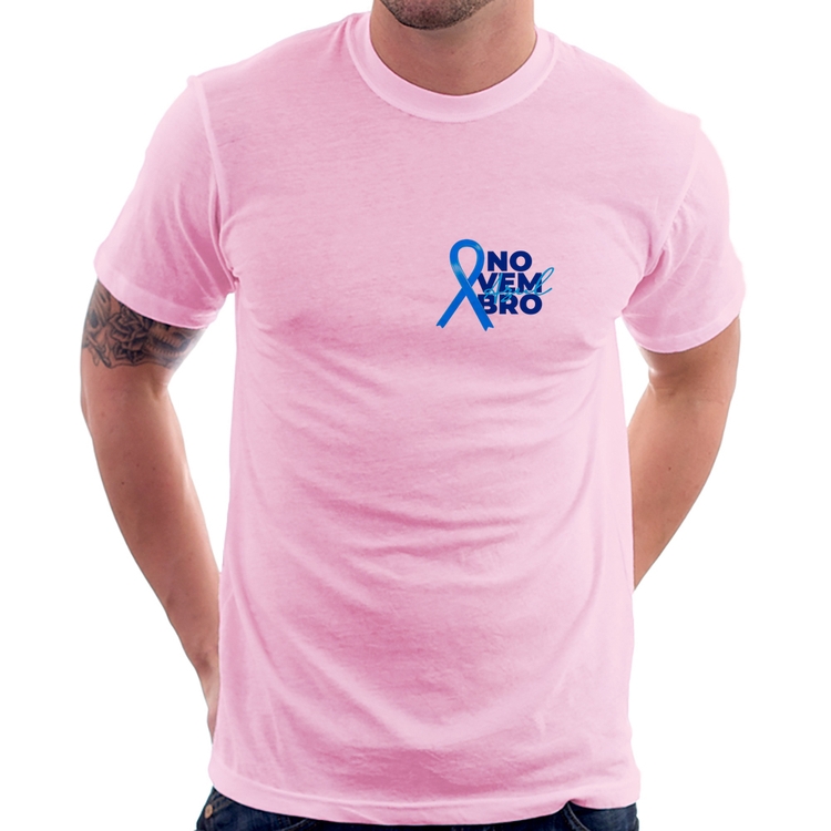 Camiseta Novembro Azul - Rosa Bebê
