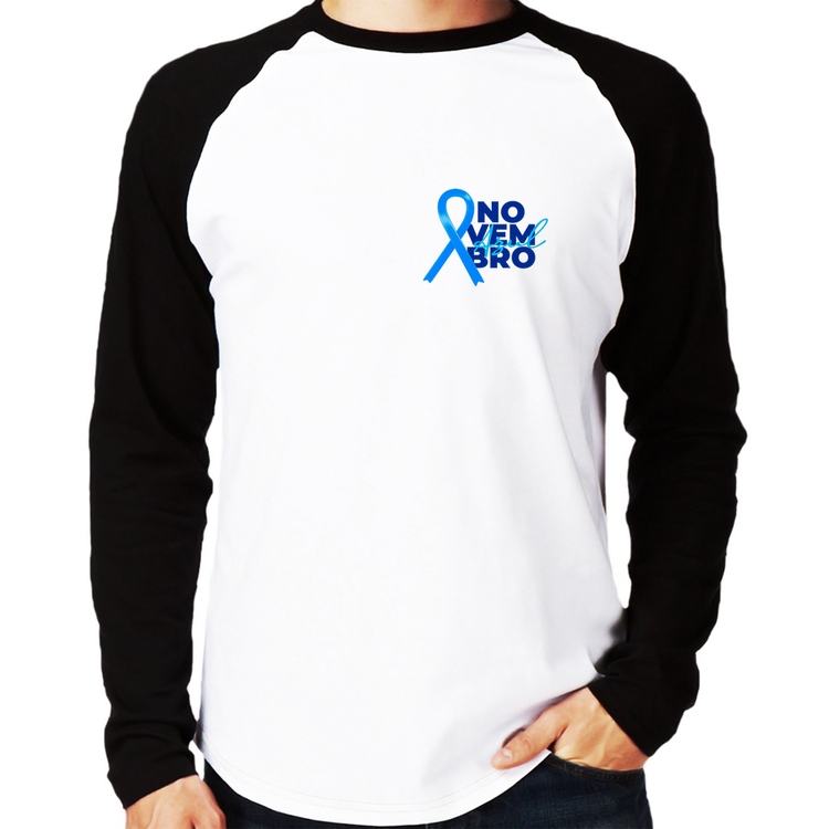 Camiseta Raglan Novembro Azul Manga Longa