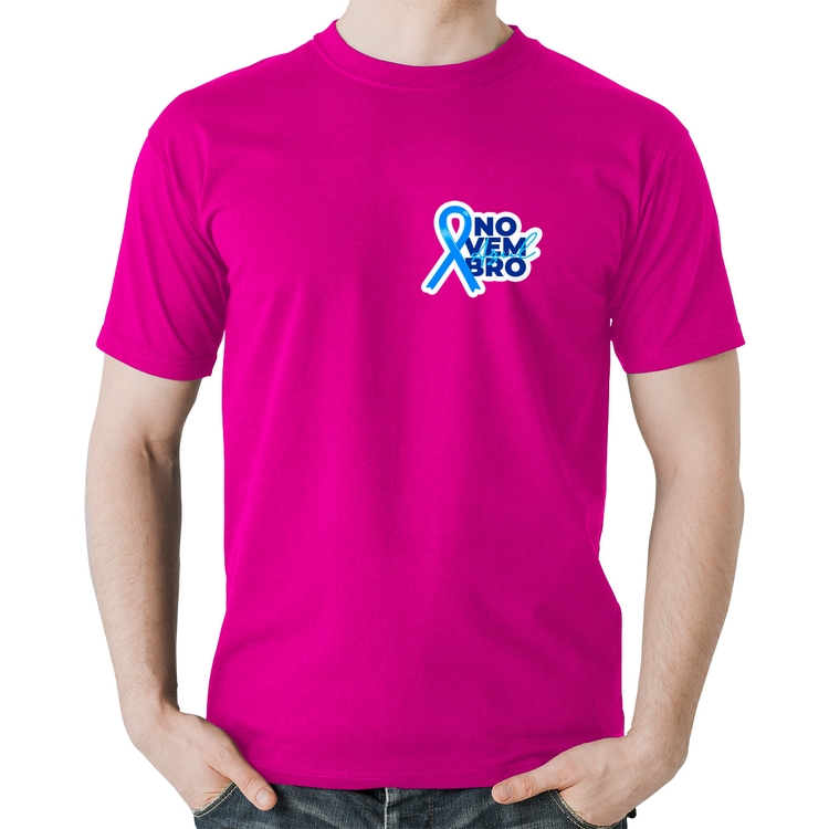 Camiseta Algodão Novembro Azul - Rosa
