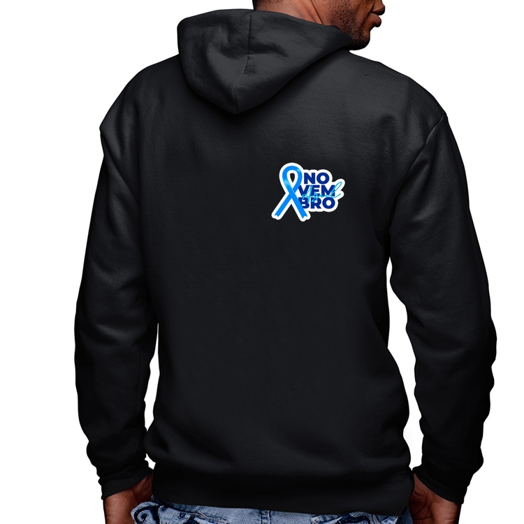 Blusa Moletom Novembro Azul Masculina com Capuz e Zíper