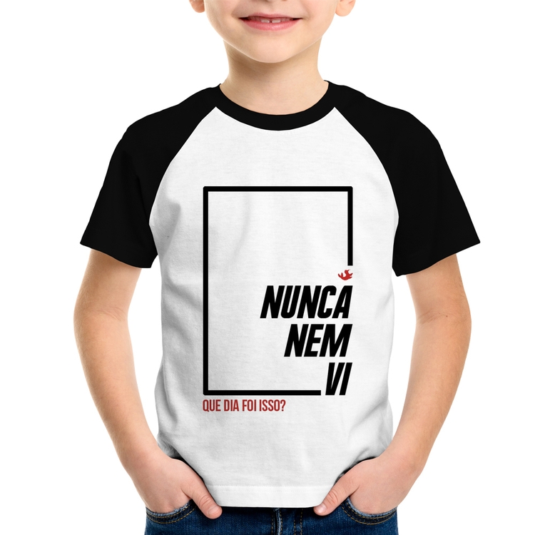 Camiseta Raglan Infantil Nunca nem vi, que dia foi isso?
