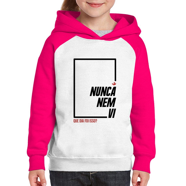 Moletom Infantil Nunca nem vi, que dia foi isso? - Branco/Rosa