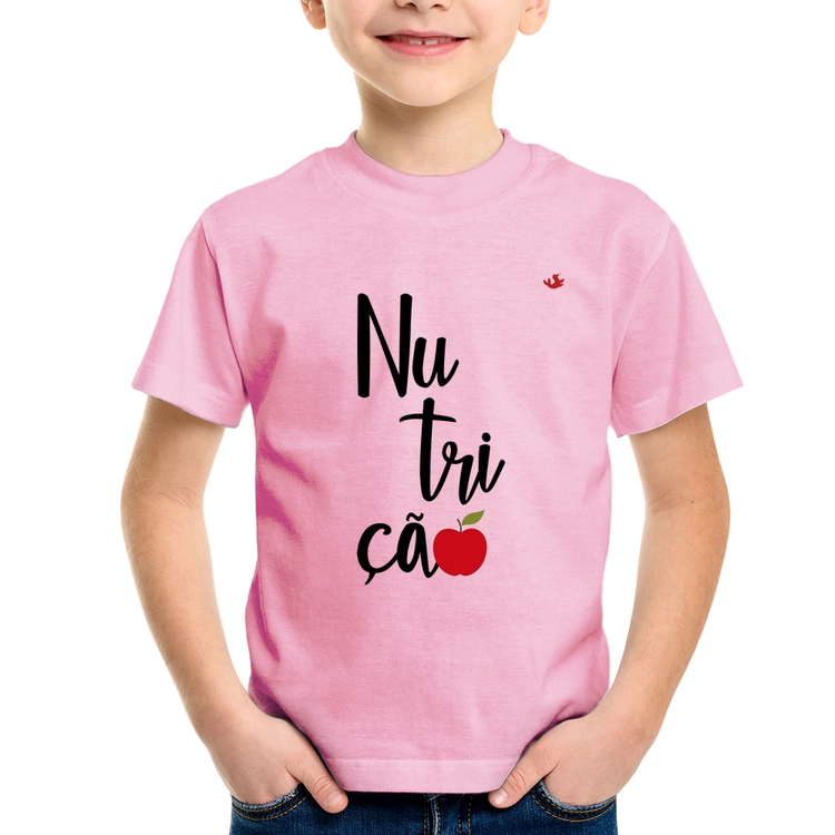 Camiseta Infantil Nutrição - Rosa Bebê