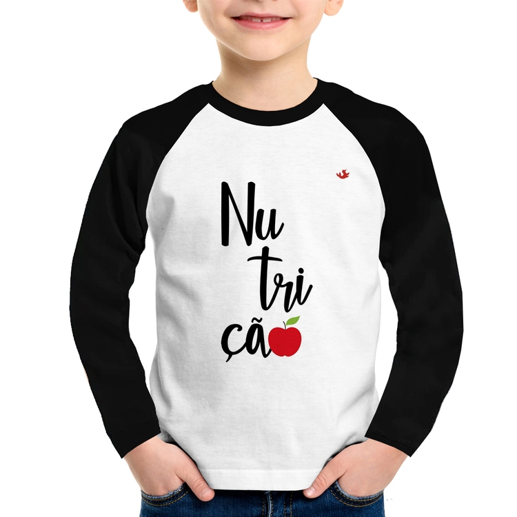 Camiseta Raglan Infantil Nutrição Manga Longa