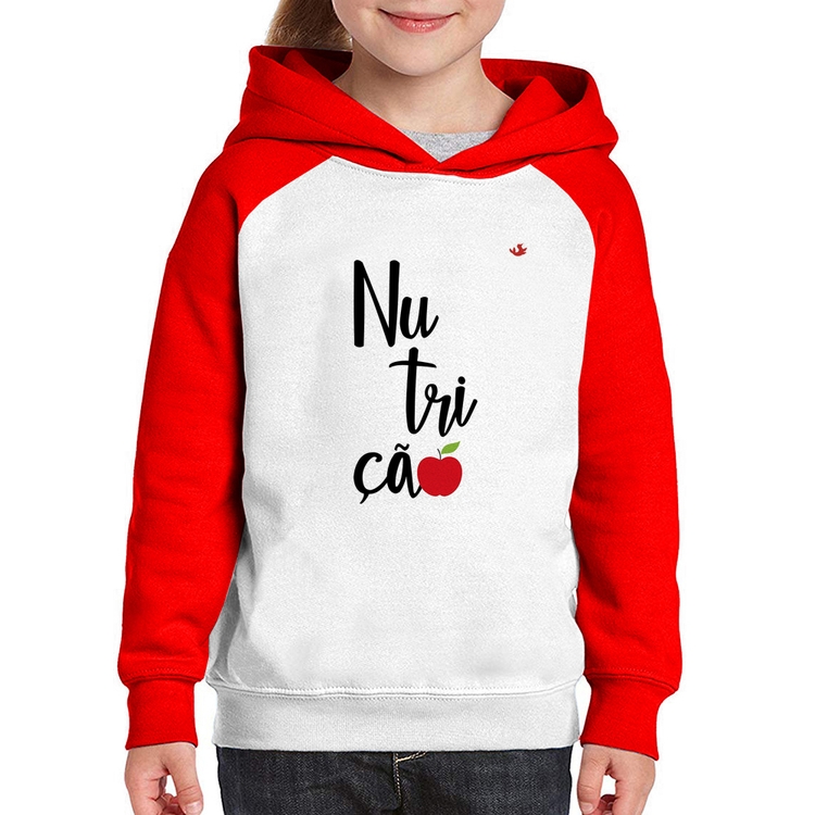 Moletom Infantil Nutrição - Branco/Vermelho