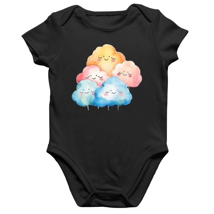 Body Bebê Algodão Nuvens Felizes