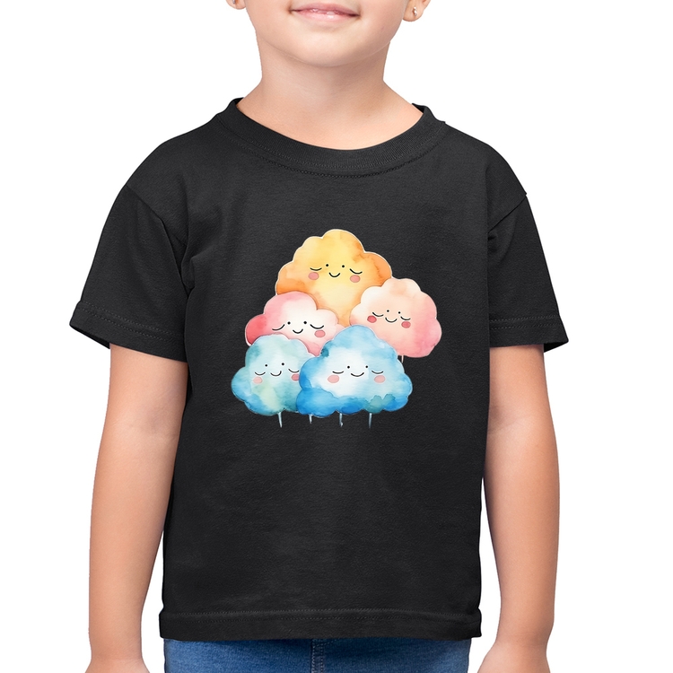 Camiseta Algodão Infantil Nuvens Felizes