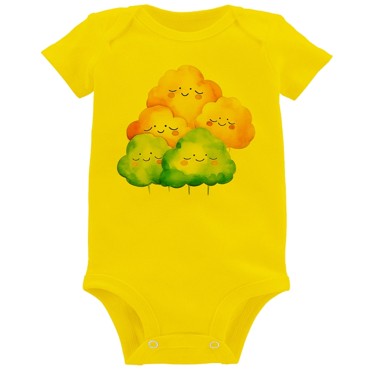 Body Bebê Nuvens Felizes - Amarelo