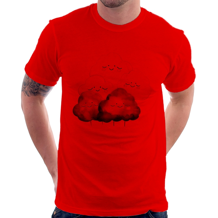 Camiseta Nuvens Felizes - Vermelha