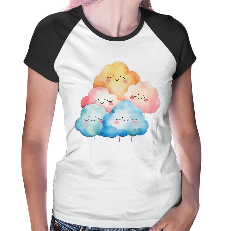 Baby Look Raglan Nuvens Felizes