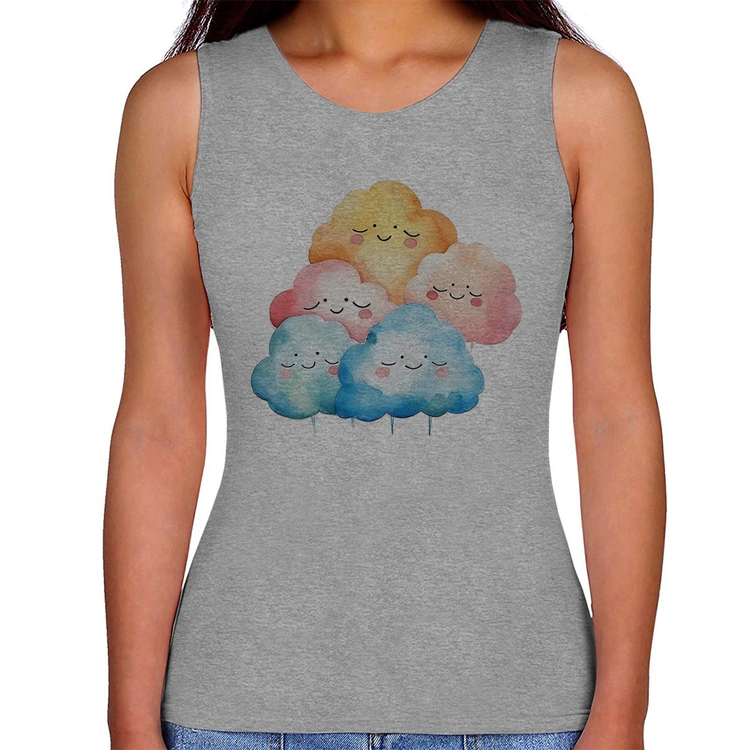 Regata Feminina Nuvens Felizes - Cinza