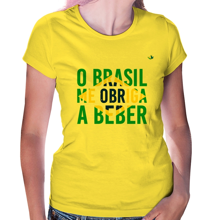 Baby Look O Brasil me obriga a beber - Amarela