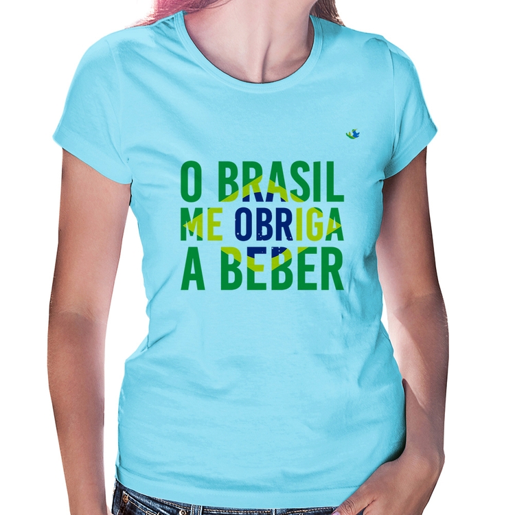 Baby Look O Brasil me obriga a beber - Azul Bebê