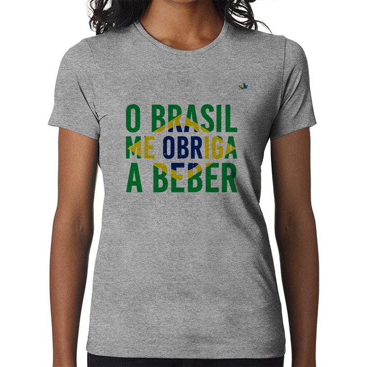 Baby Look O Brasil me obriga a beber - Cinza