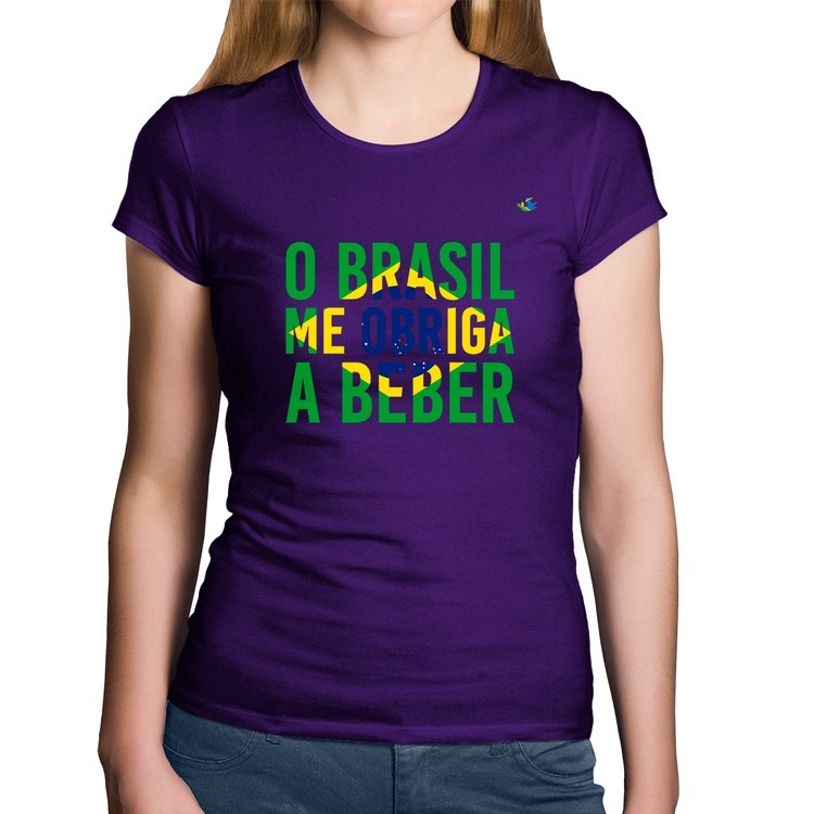 Baby Look Algodão O Brasil me obriga a beber - Roxa