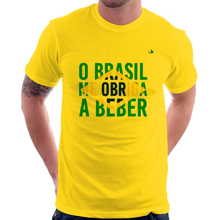 Camiseta O Brasil me obriga a beber - Amarela