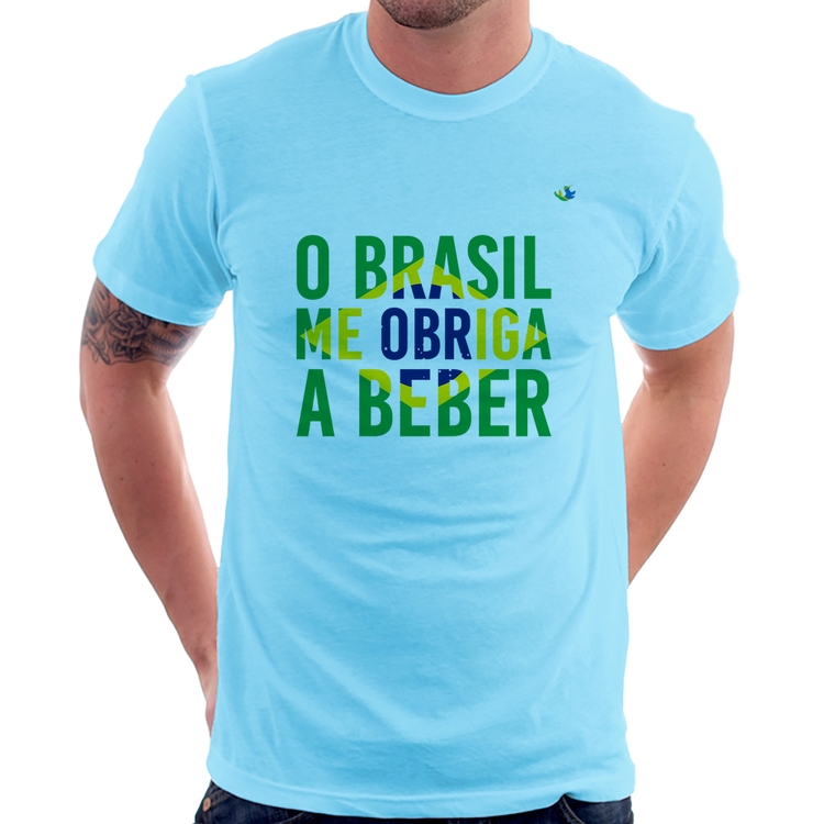 Camiseta O Brasil me obriga a beber - Azul Bebê
