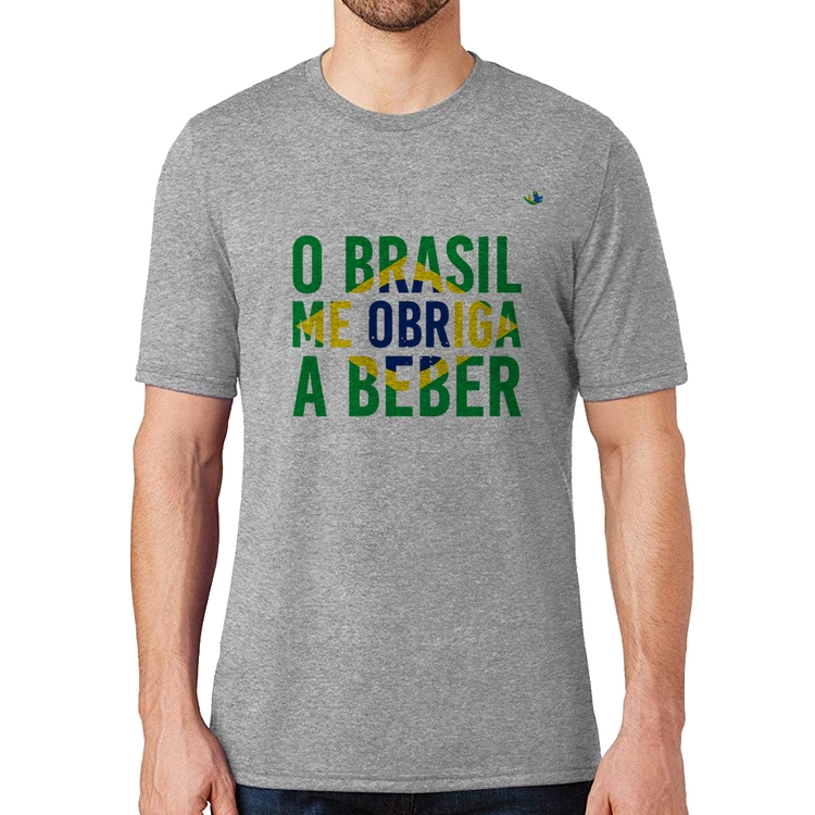 Camiseta O Brasil me obriga a beber - Cinza