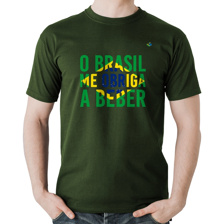 Camiseta Algodão O Brasil me obriga a beber - Musgo