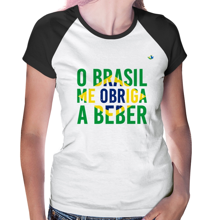Baby Look Raglan O Brasil me obriga a beber