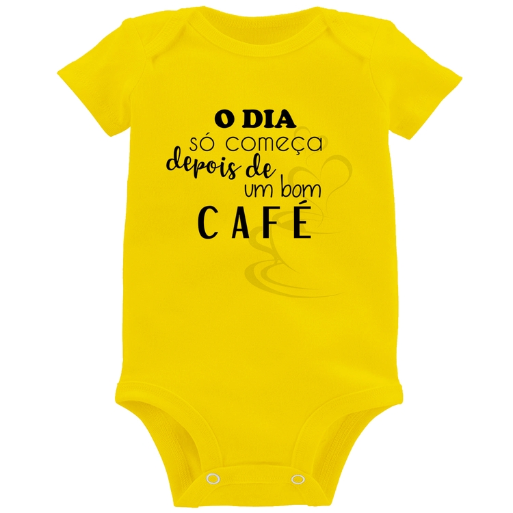 Body Bebê O dia só começa depois de um bom café - Amarelo