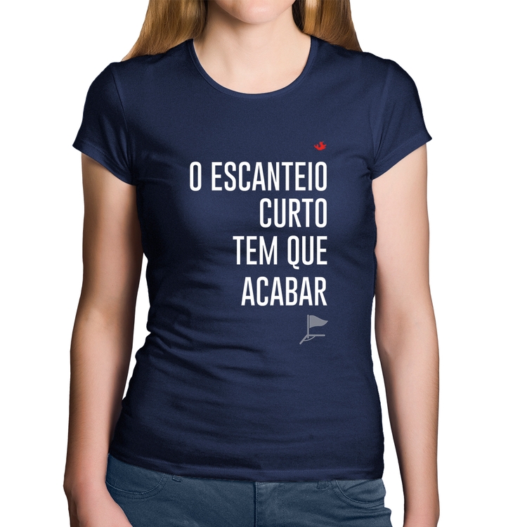 Baby Look Algodão O escanteio curto tem que acabar - Marinho