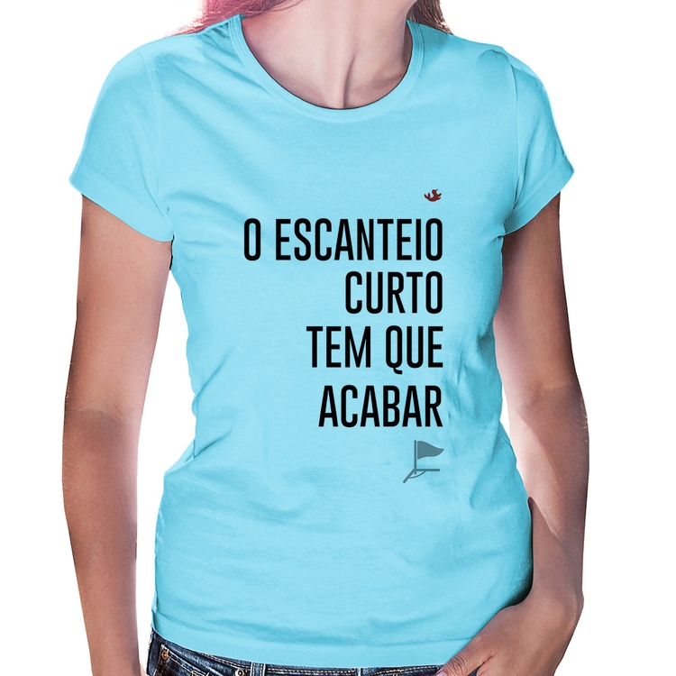 Baby Look O escanteio curto tem que acabar - Azul Bebê
