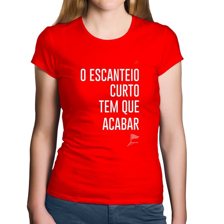 Baby Look Algodão O escanteio curto tem que acabar - Vermelha