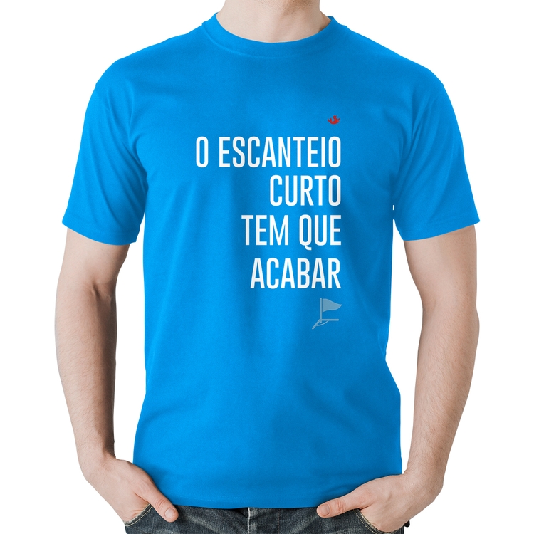 Camiseta Algodão O escanteio curto tem que acabar - Azul