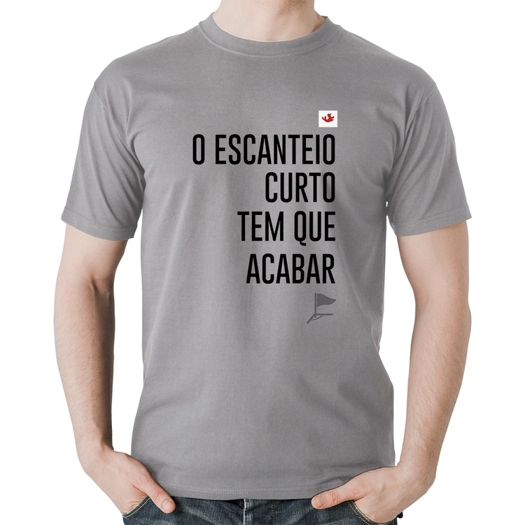 Camiseta Algodão O escanteio curto tem que acabar - Cinza