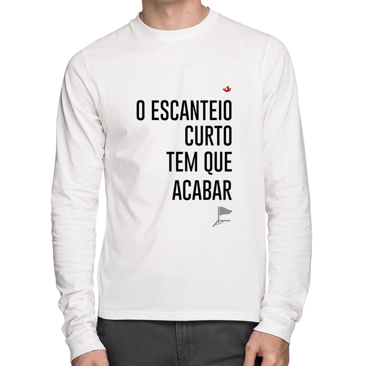 Camiseta Algodão O escanteio curto tem que acabar Manga Longa - Branca