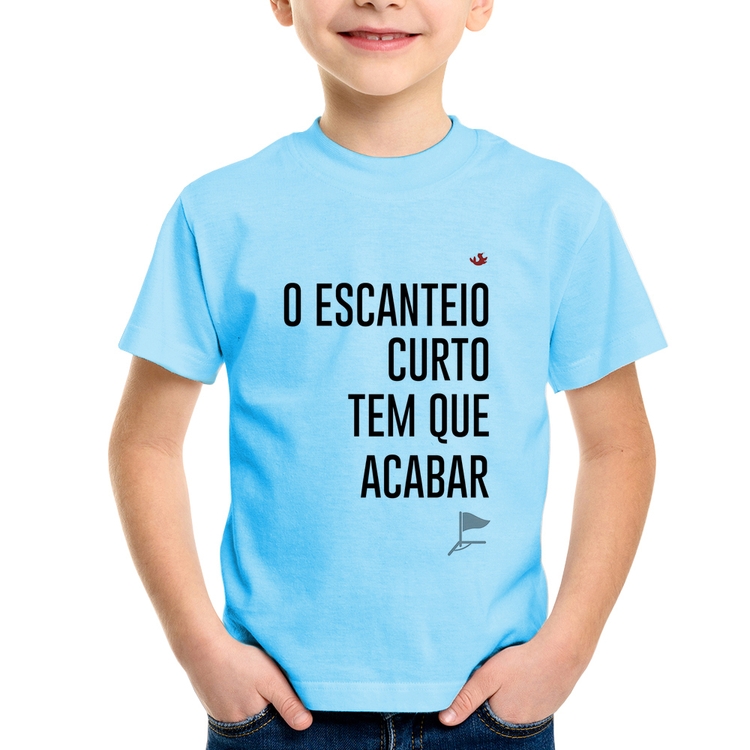 Camiseta Infantil O escanteio curto tem que acabar - Azul Bebê