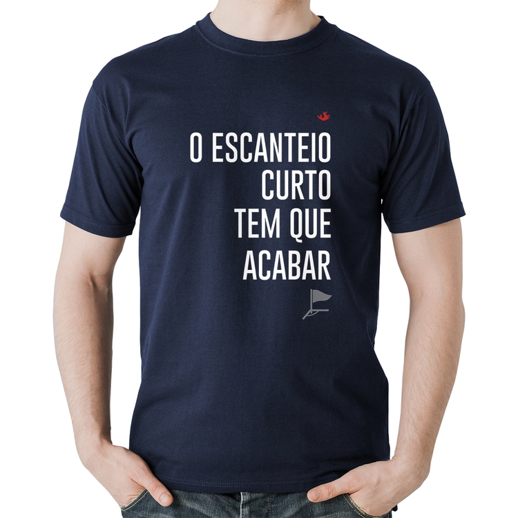 Camiseta Algodão O escanteio curto tem que acabar - Marinho