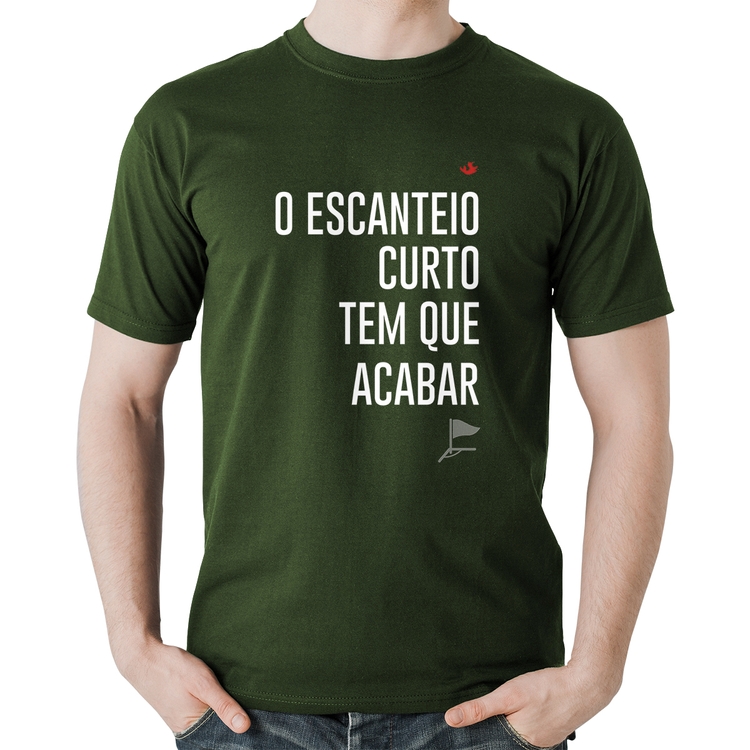Camiseta Algodão O escanteio curto tem que acabar - Musgo