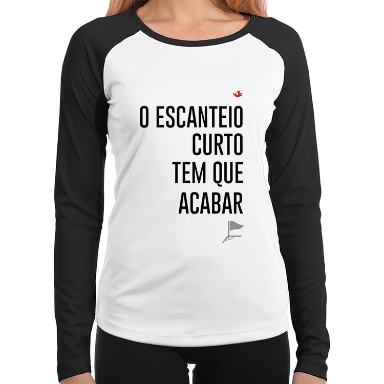 Baby Look Raglan O escanteio curto tem que acabar Manga Longa