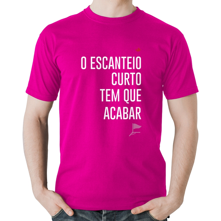 Camiseta Algodão O escanteio curto tem que acabar - Rosa