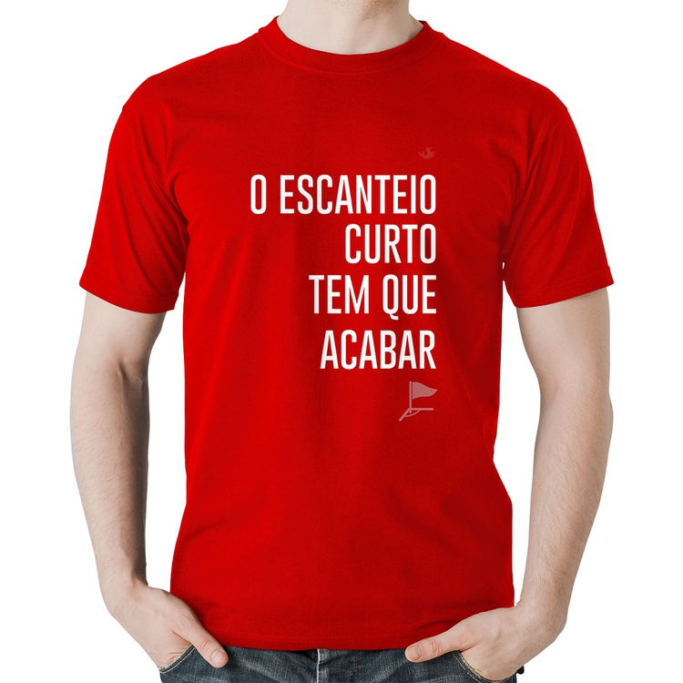 Camiseta Algodão O escanteio curto tem que acabar - Vermelha