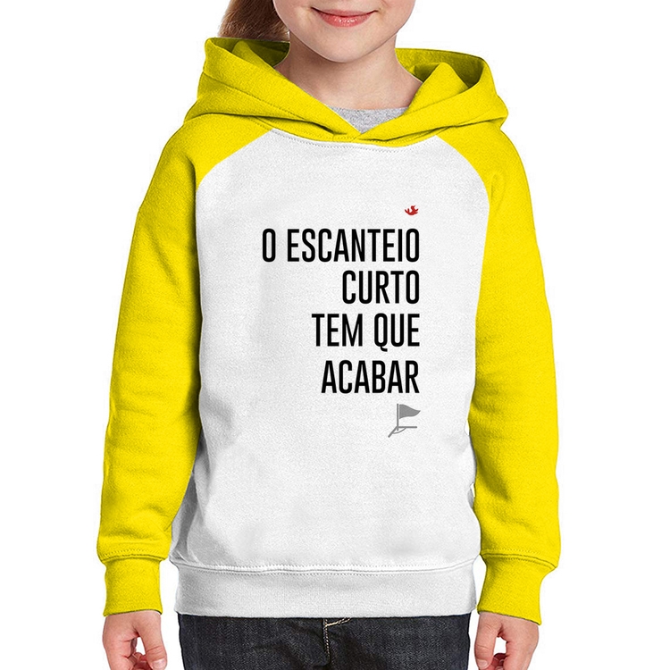 Moletom Infantil O escanteio curto tem que acabar - Branco/Amarelo