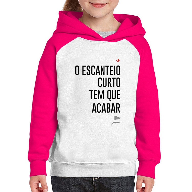 Moletom Infantil O escanteio curto tem que acabar - Branco/Rosa
