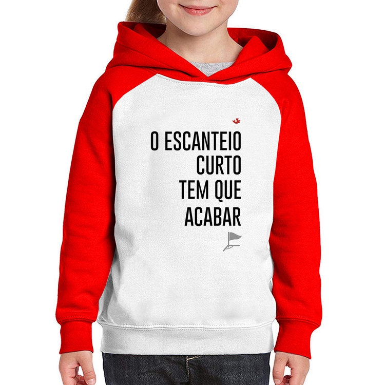 Moletom Infantil O escanteio curto tem que acabar - Branco/Vermelho